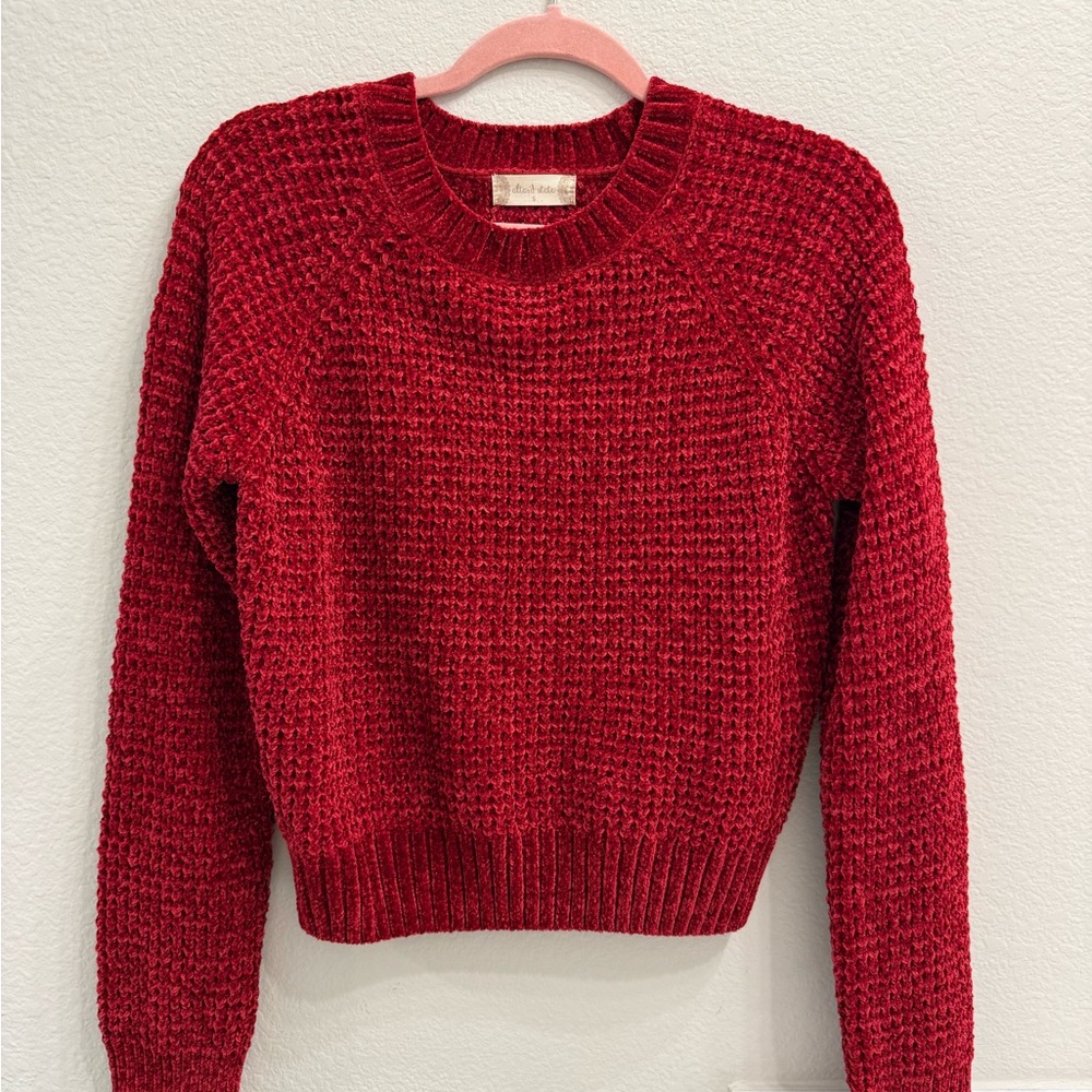 Altar'd State Cherry Red Crew Neck Sweater